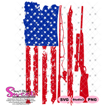 Distressed Flag With Fishing Pole and Rifle - Transparent PNG, SVG - Silhouette, Cricut, Scan N Cut