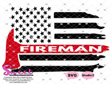 Fireman Flag With Axe - Horizontal Format -Transparent PNG, SVG - Silhouette, Cricut, Scan N Cut