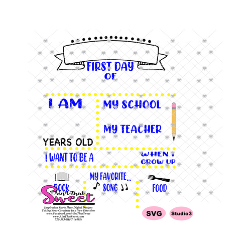 First Day Of School Sign Board - SVG, Studio3