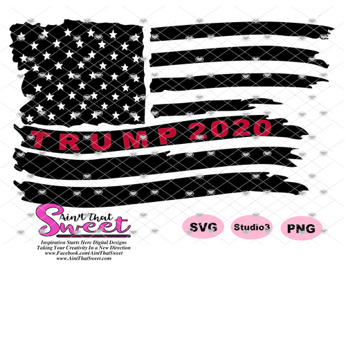 Trump Flag 2020 Horizontal - Overlay and Subtracted - Transparent PNG, SVG - Silhouette, Cricut, Scan N Cut