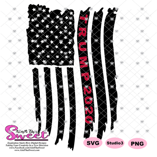 Trump Flag 2020 Vertical - Overlay and Subtracted - Transparent PNG, SVG - Silhouette, Cricut, Scan N Cut