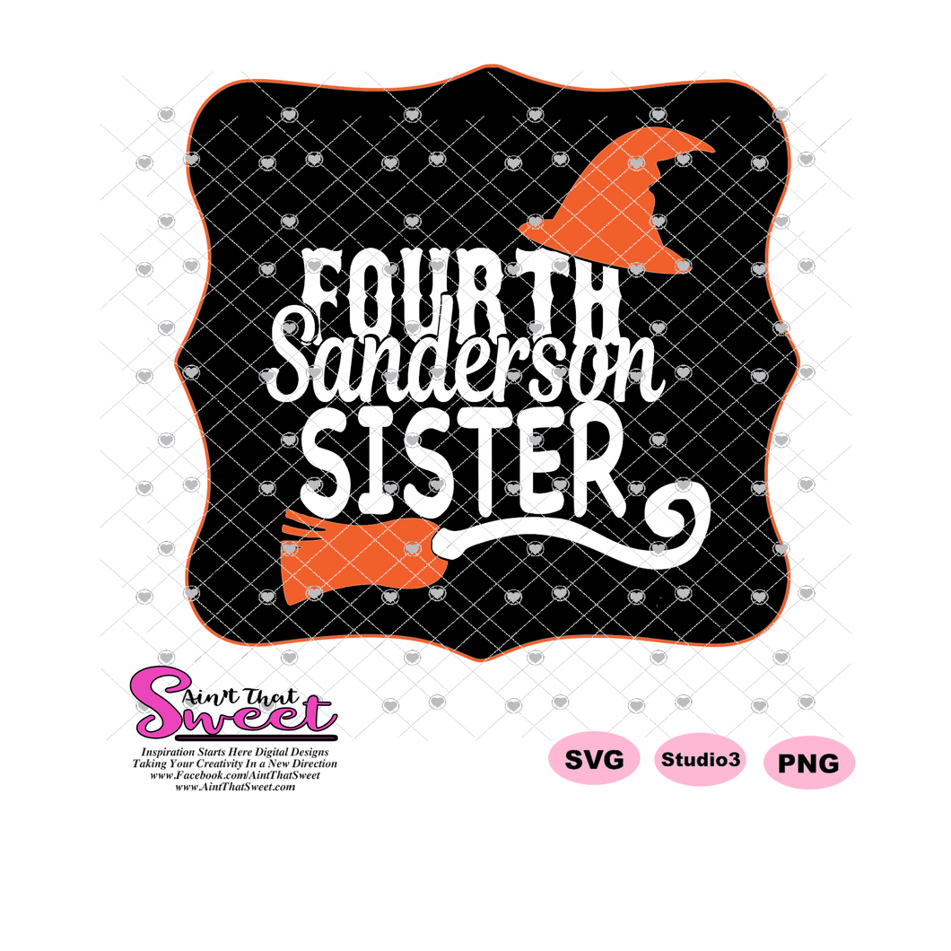 Fourth Sanderson Sister With Witch Hat and Broom - Transparent PNG, SVG - Silhouette, Cricut, Scan N Cut