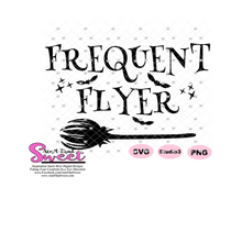 Frequent Flyer With Broom and Bats - Transparent SVG-PNG  - Silhouette, Cricut, Scan N Cut