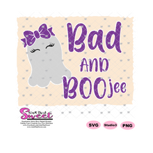 Ghost - Bad and BOOjee, with Bow - Transparent SVG-PNG  - Silhouette, Cricut, Scan N Cut