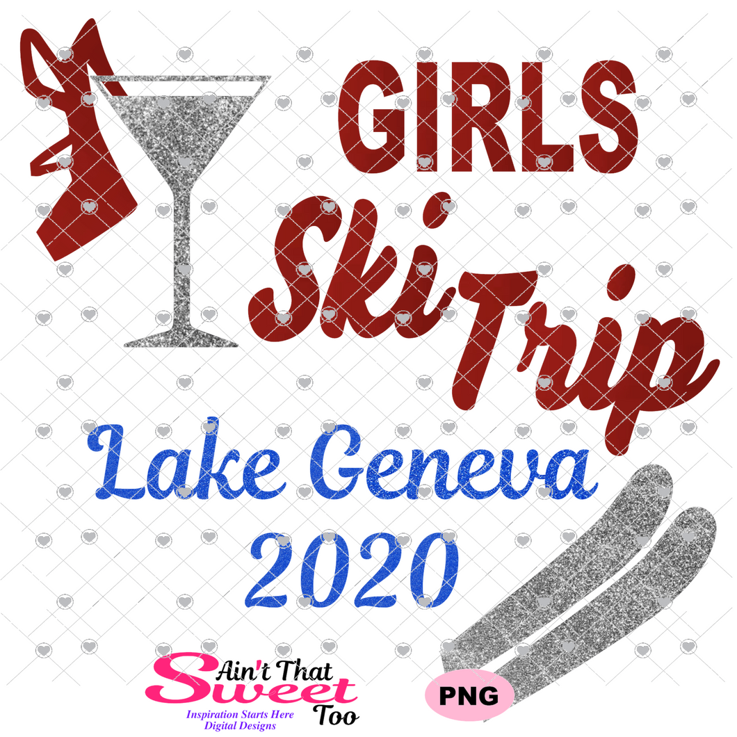 Girls Ski Trip Lake Geneva 2020 - Transparent PNG, SVG - Silhouette, Cricut, Scan N Cut