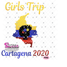 Girls Trip Cartagena 2020 Black Lady Flowers - Transparent PNG, SVG - Silhouette, Cricut, Scan N Cut