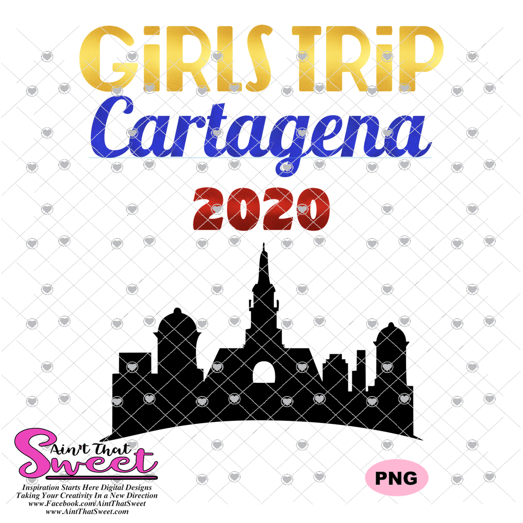 Girls Trip Cartagena 2020 Cityscape - Transparent PNG, SVG - Silhouette, Cricut, Scan N Cut