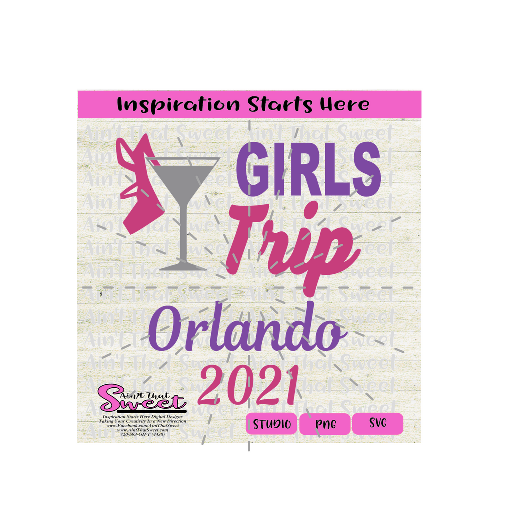 Girls Trip Orlando 2021  -Transparent PNG, SVG - Silhouette, Cricut, Scan N Cut