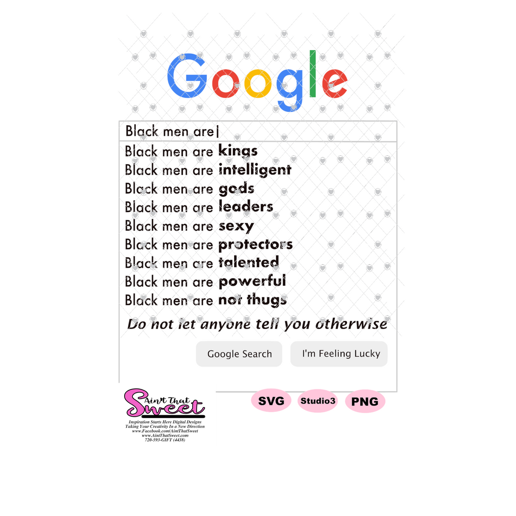 Google - Black Men Are (descriptive words) - Transparent SVG-PNG  - Silhouette, Cricut, Scan N Cut