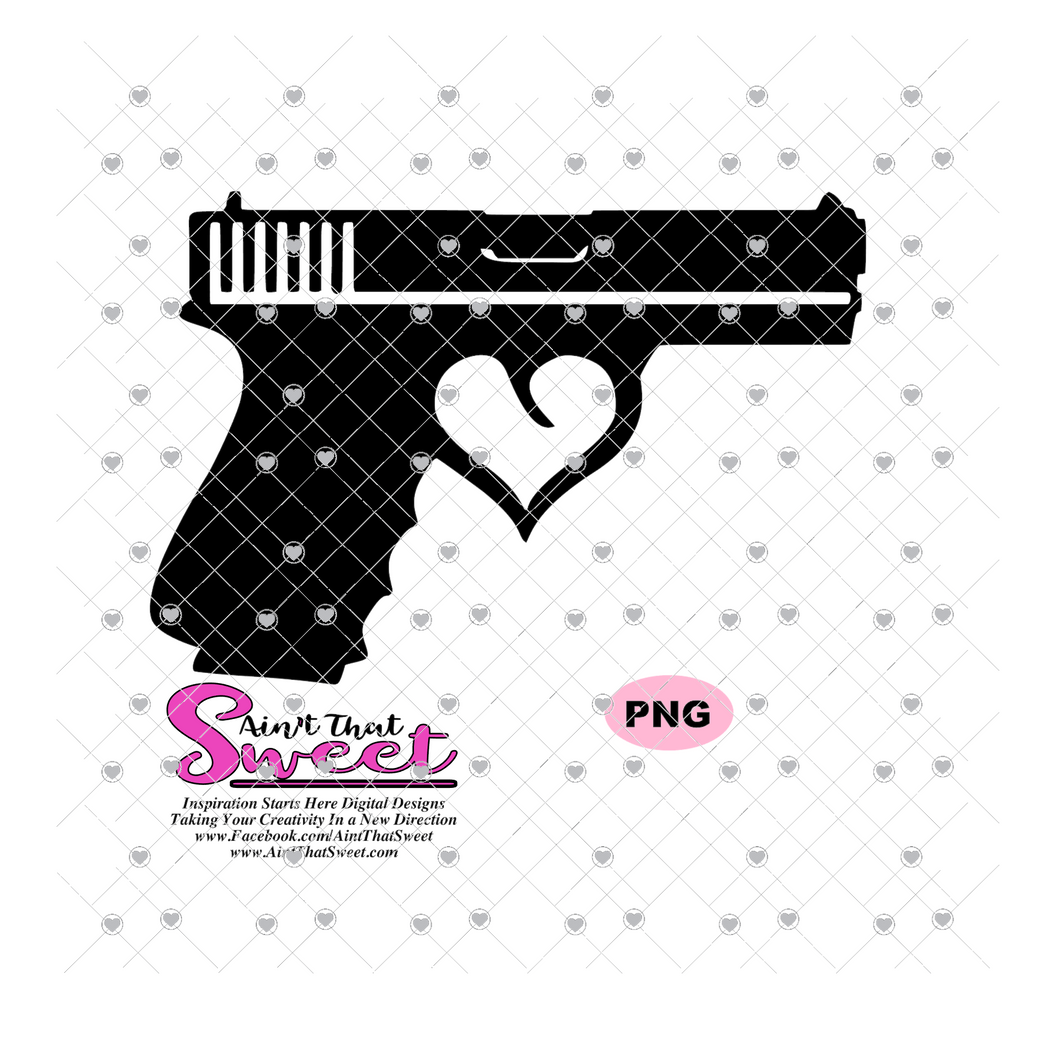 Handgun With Heart - Transparent PNG, SVG - Silhouette, Cricut, Scan N Cut