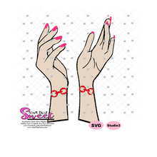 Hands with Nail Polish and Chain Bracelets - Transparent PNG, SVG - Silhouette, Cricut, Scan N Cut