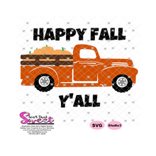 Happy Fall Y'all Orange Buffalo Plaid Pumpkin Truck - Transparent PNG, SVG  - Silhouette, Cricut, Scan N Cut