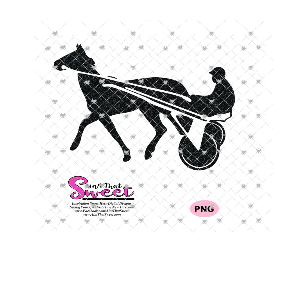 Harness Racing Horse and Driver, version 2 - Transparent PNG, SVG - Silhouette, Cricut, Scan N Cut