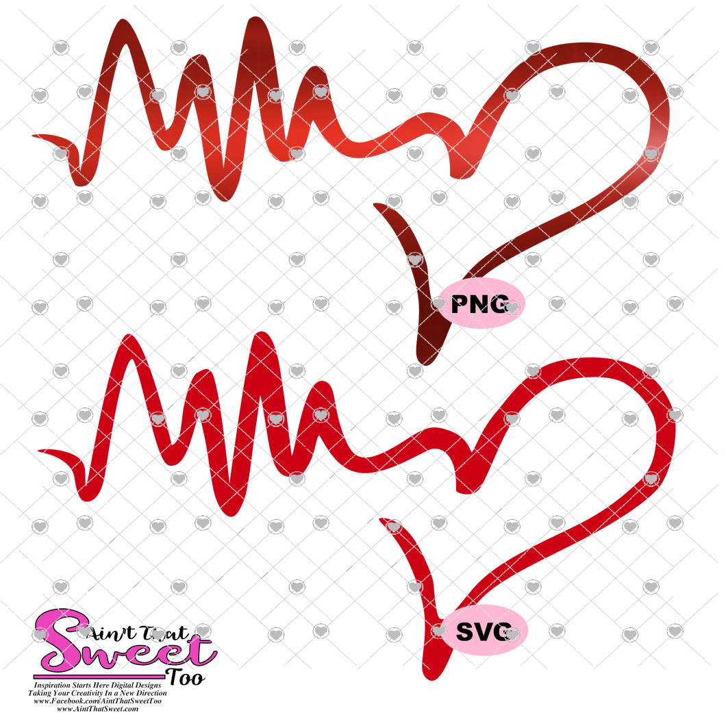 Heartbeat With Heart - Transparent PNG, SVG - Silhouette, Cricut, Scan N Cut