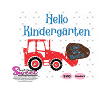 Hello Kindergarten, Let's Get Moving with Tractor and Boulder  - Transparent PNG, SVG  - Silhouette, Cricut, Scan N Cut