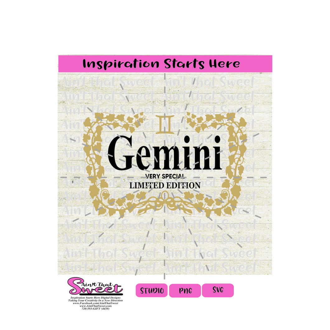 Henny Border with Gemini (Very Special Limited Edition) -Transparent PNG, SVG  - Silhouette, Cricut, Scan N Cut
