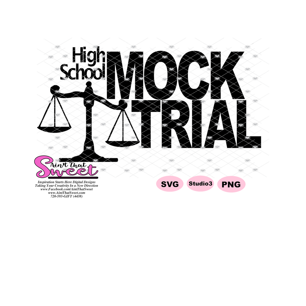 High School Mock Trial with Scales of Justice - Transparent PNG, SVG  - Silhouette, Cricut, Scan N Cut