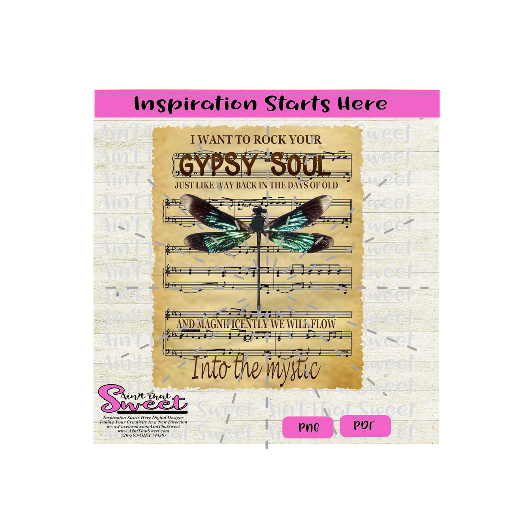 I Want To Rock Your Gypsy Soul, Into The Mystic - Sheet Music Digital Image 1 PNG Only - Sublimation, Printing