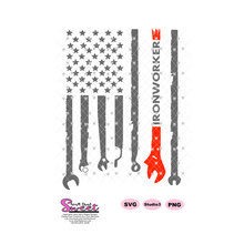 Ironworker Flag with Tools - Transparent PNG, SVG  - Silhouette, Cricut, Scan N Cut