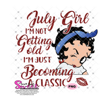 July Girl-Becoming A Classic-Winking Girl - Transparent PNG, SVG  - Silhouette, Cricut, Scan N Cut