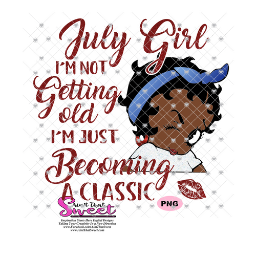 July Girl-Becoming A Classic-Winking Girl - Transparent PNG, SVG  - Silhouette, Cricut, Scan N Cut