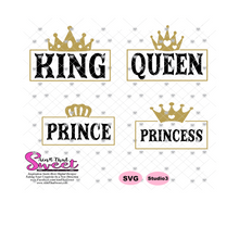 King Queen Prince Princess With Crowns  - Transparent PNG, SVG  - Silhouette, Cricut, Scan N Cut