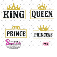 King Queen Prince Princess With Crowns  - Transparent PNG, SVG  - Silhouette, Cricut, Scan N Cut