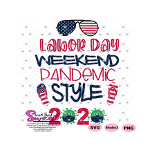 Labor Day Weekend Pandemic Style with Flip Flops and Aviator Sunglasses - Transparent PNG, SVG  - Silhouette, Cricut, Scan N Cut