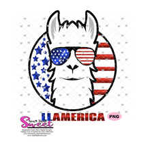 Llama With Sunglasses, Stars & Stripes LLAmerica - Transparent PNG, SVG - Silhouette, Cricut, Scan N Cut