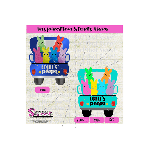 Lolli's Peeps | 6 (Six) Bunny Peeps in Back of Pickup Truck - Transparent PNG, SVG  - Silhouette, Cricut, Scan N Cut