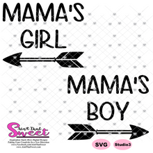 Mama, Mama's Girl, Mama's Boy With Arrows - Transparent PNG, SVG - Silhouette, Cricut, Scan N Cut