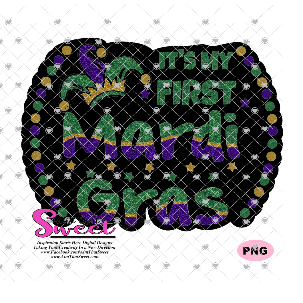 My First Mardi Gras With Jester Hat - Transparent PNG, SVG - Silhouette, Cricut, Scan N Cut