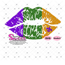 Mardi Gras Lips With Fleur De Lis - Transparent PNG, SVG- Silhouette, Cricut, Scan N Cut