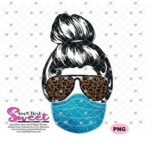 Messy Bun Lady With Masks Sunglasses Job Titles- Transparent PNG, SVG - Silhouette, Cricut, Scan N Cut