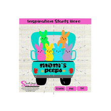 Mom's Peeps | 6 (Six) Bunny Peeps in Back of Pickup Truck - Transparent PNG, SVG  - Silhouette, Cricut, Scan N Cut