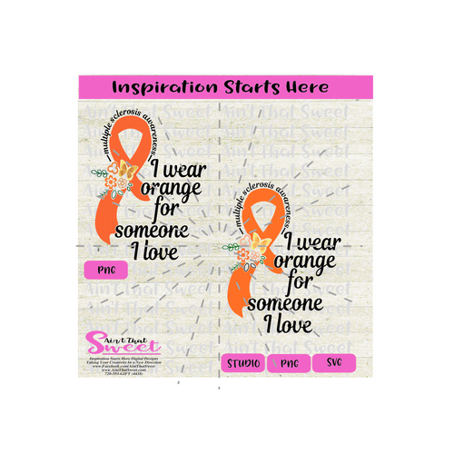 Multiple Sclerosis Awareness Ribbon with Flowers - Transparent PNG, SVG  - Silhouette, Cricut, Scan N Cut