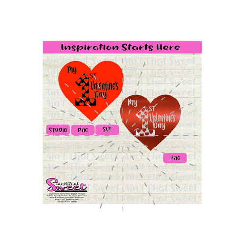My First (1st) Valentine's Day with Hearts - Transparent PNG, SVG  - Silhouette, Cricut, Scan N Cut