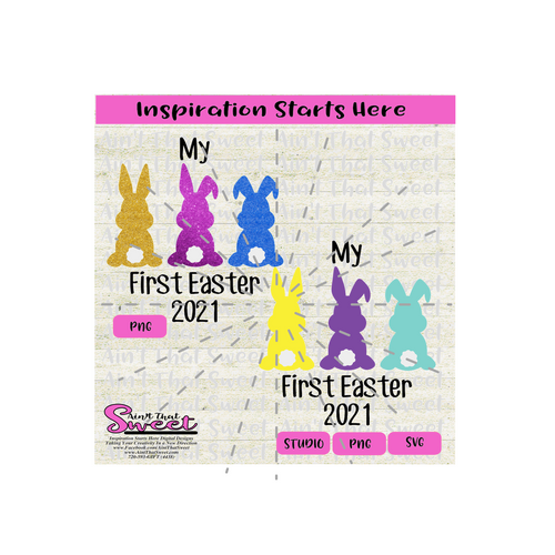 My First Easter 2021 Bunnies Cottontails - Transparent PNG, SVG  - Silhouette, Cricut, Scan N Cut