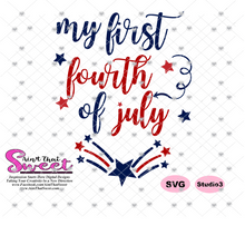 My First Fourth of July with Stars Shooting Fireworks - Transparent PNG, SVG - Silhouette, Cricut, Scan N Cut