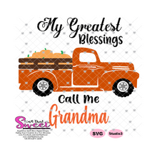 My Greatest Blessings Call Me Grandma Plaid Pumpkin Truck - Transparent PNG, SVG  - Silhouette, Cricut, Scan N Cut