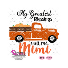 My Greatest Blessings Call Me Mimi Plaid Pumpkin Truck - Transparent PNG, SVG  - Silhouette, Cricut, Scan N Cut