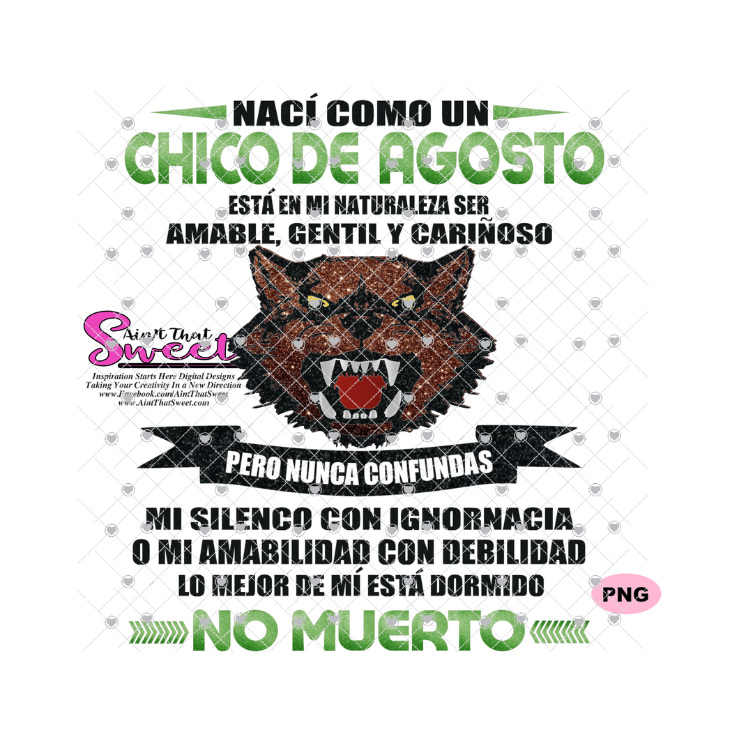 Naci Como Un Chico De-08-Agosto - With Wolf -Spanish - Transparent PNG, SVG  - Silhouette, Cricut, Scan N Cut