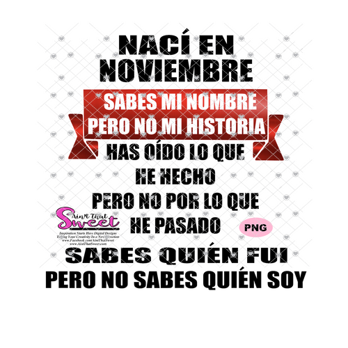 Naci En-Noviembre-Sabes Mi Nombre-Spanish - Transparent PNG, SVG - Silhouette, Cricut, Scan N Cut