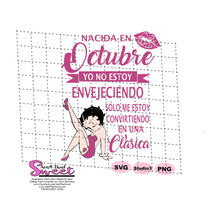 Nacida En Octobre Yo No Estoy Envejeciendo - Winking Girl- Spanish - Transparent PNG, SVG  - Silhouette, Cricut, Scan N Cut
