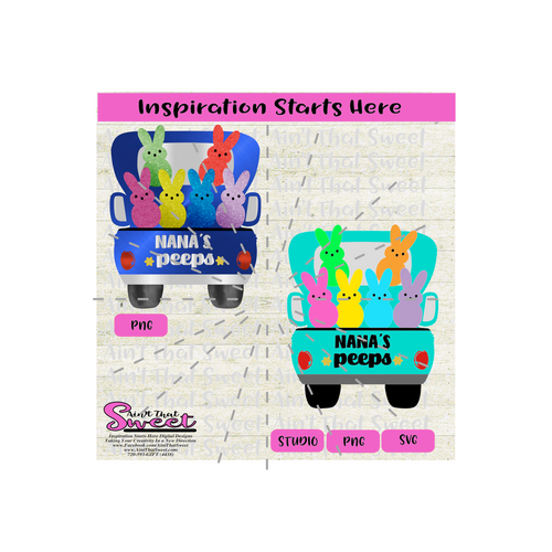 Nana's Peeps | 6 (Six) Bunny Peeps in Back of Pickup Truck - Transparent PNG, SVG  - Silhouette, Cricut, Scan N Cut