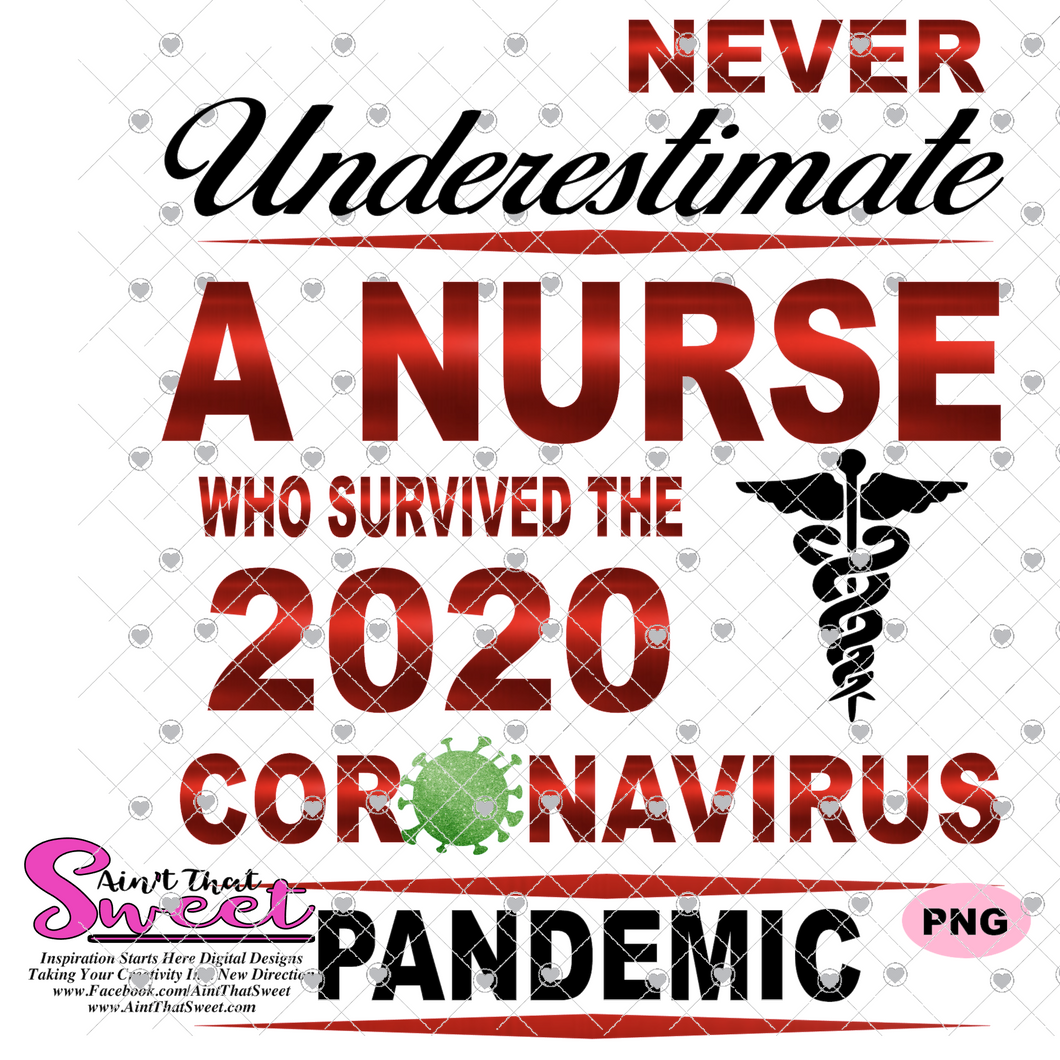 Never Underestimate A Nurse Who Survived The 2020 Coronavirus Pandemic - Caduceus - Transparent PNG, SVG - Silhouette, Cricut, Scan N Cut