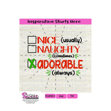 Nice Naughty Adorable Checked Box - Transparent PNG, SVG  - Silhouette, Cricut, Scan N Cut