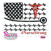 Nurse Flag Heartbeat Stethoscope - Transparent PNG, SVG - Silhouette, Cricut, Scan N Cut