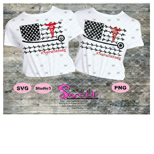 Nurse Flag Heartbeat Stethoscope - Transparent PNG, SVG - Silhouette, Cricut, Scan N Cut