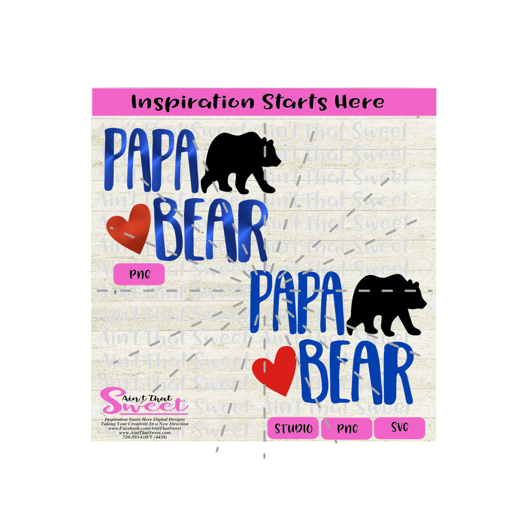 Papa Bear | Heart -Transparent PNG, SVG  - Silhouette, Cricut, Scan N Cut